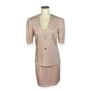 ST JONH Marie Gray Metallic Pink Gold Accent Santana Knit Dress Set Two-piece 8